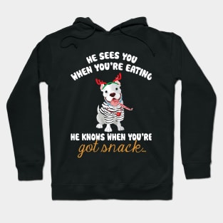 He Sees You When You're Eating Christmas Pitbull Hoodie